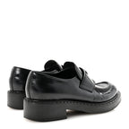 Prada Spazzolato Metal Triangle Logo 50mm Loafers 40 Black