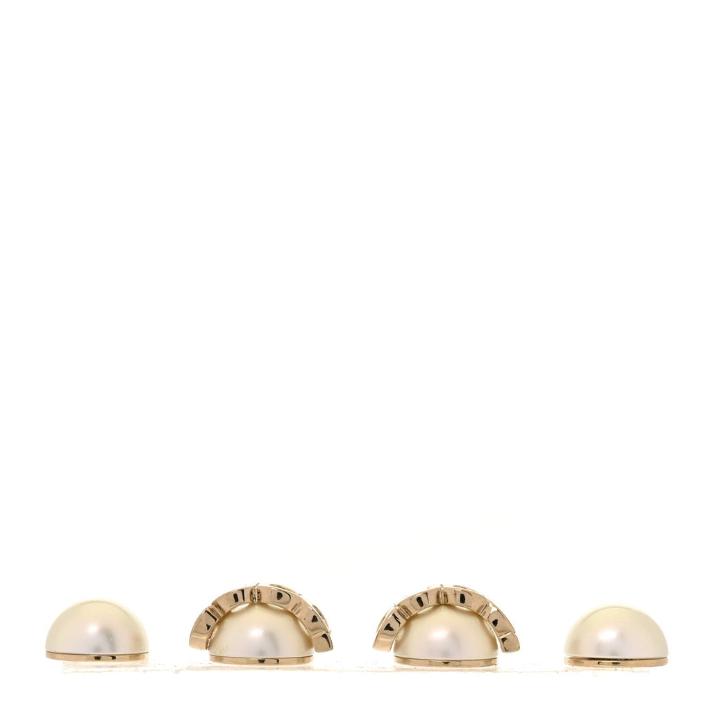 Gucci Metal Pearl Logo Magnetic Earrings Gold