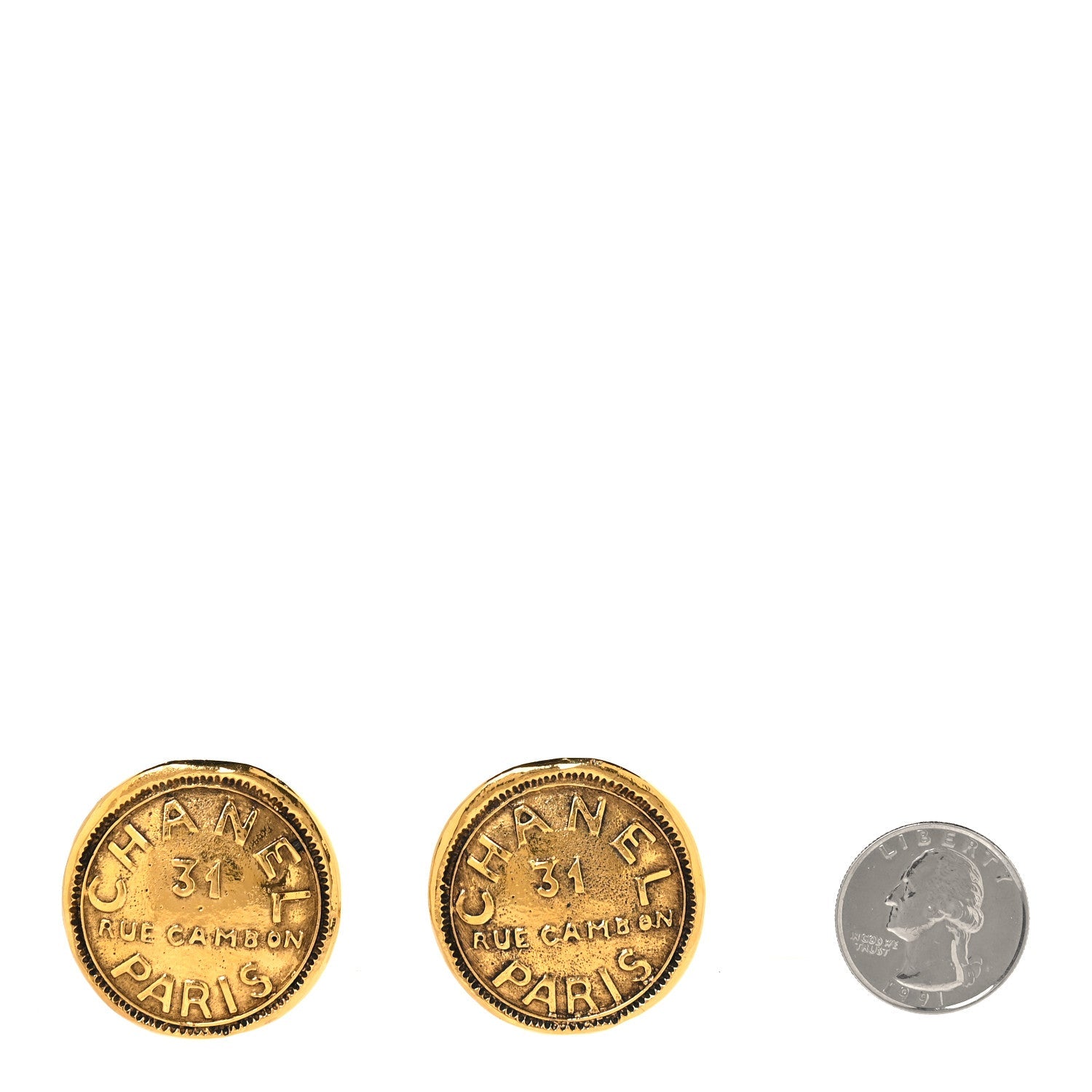 Chanel Metal Rue Cambon Clip On Earrings Gold