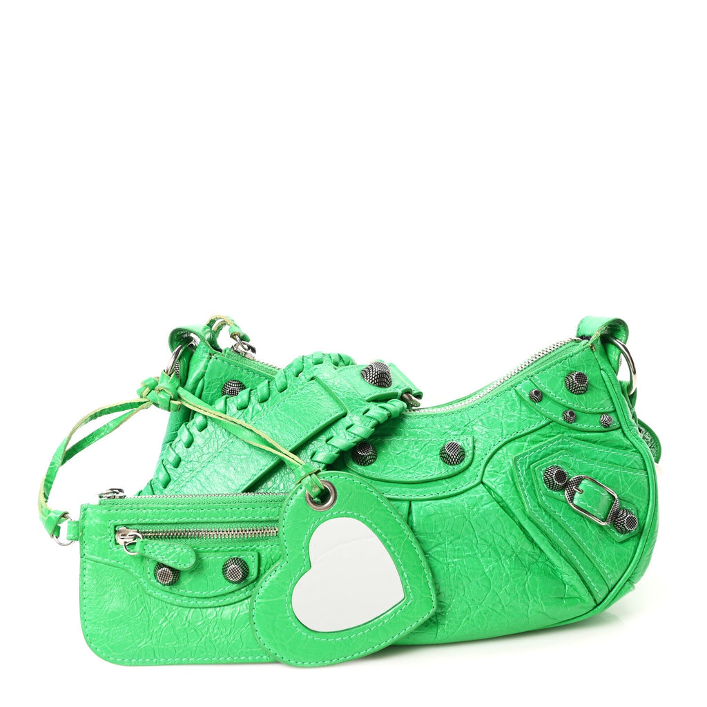 Balenciaga Agneau Arena Le Cagole Shoulder Bag XS Vivid Green