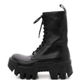 Balenciaga Calfskin Womens Bulldozer Lace Up Boots 37 Black