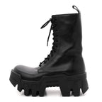 Balenciaga Calfskin Womens Bulldozer Lace Up Boots 37 Black