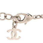 Chanel Crystal Enamel CC Pendant Necklace Silver White