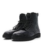 Fendi Nappa FF Embossed Womens Biker Boots 38.5 Black