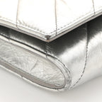 Balenciaga Metallic Calfskin Quilted Crush Wallet On Chain Silver