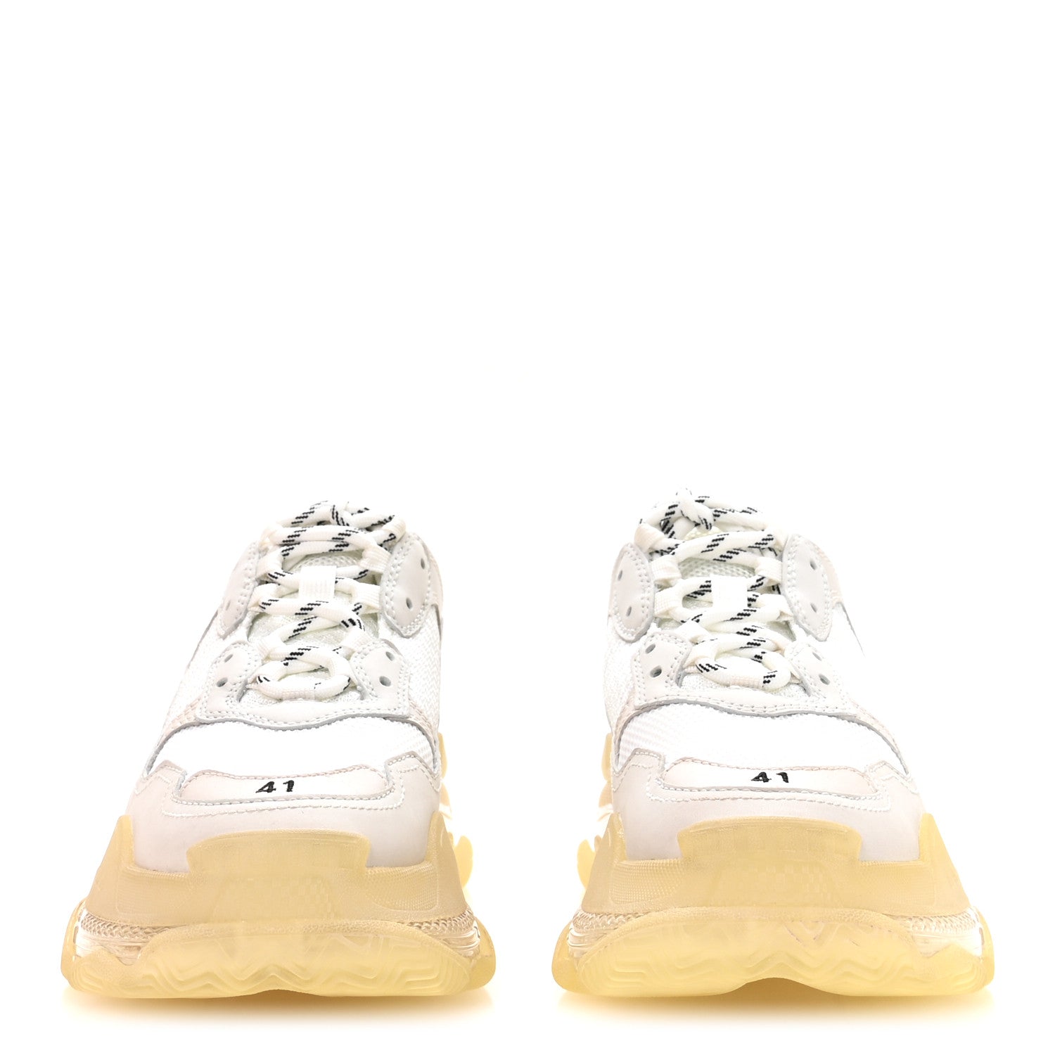 Balenciaga Fabric Mesh Clear Sole Womens Triple S Sneakers 41 White