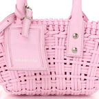 Balenciaga Faux Calfskin Braided Varnished XXS Bistro Basket Candy Pink