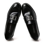 Chanel Calfskin Metal CC Loafers 40 Black