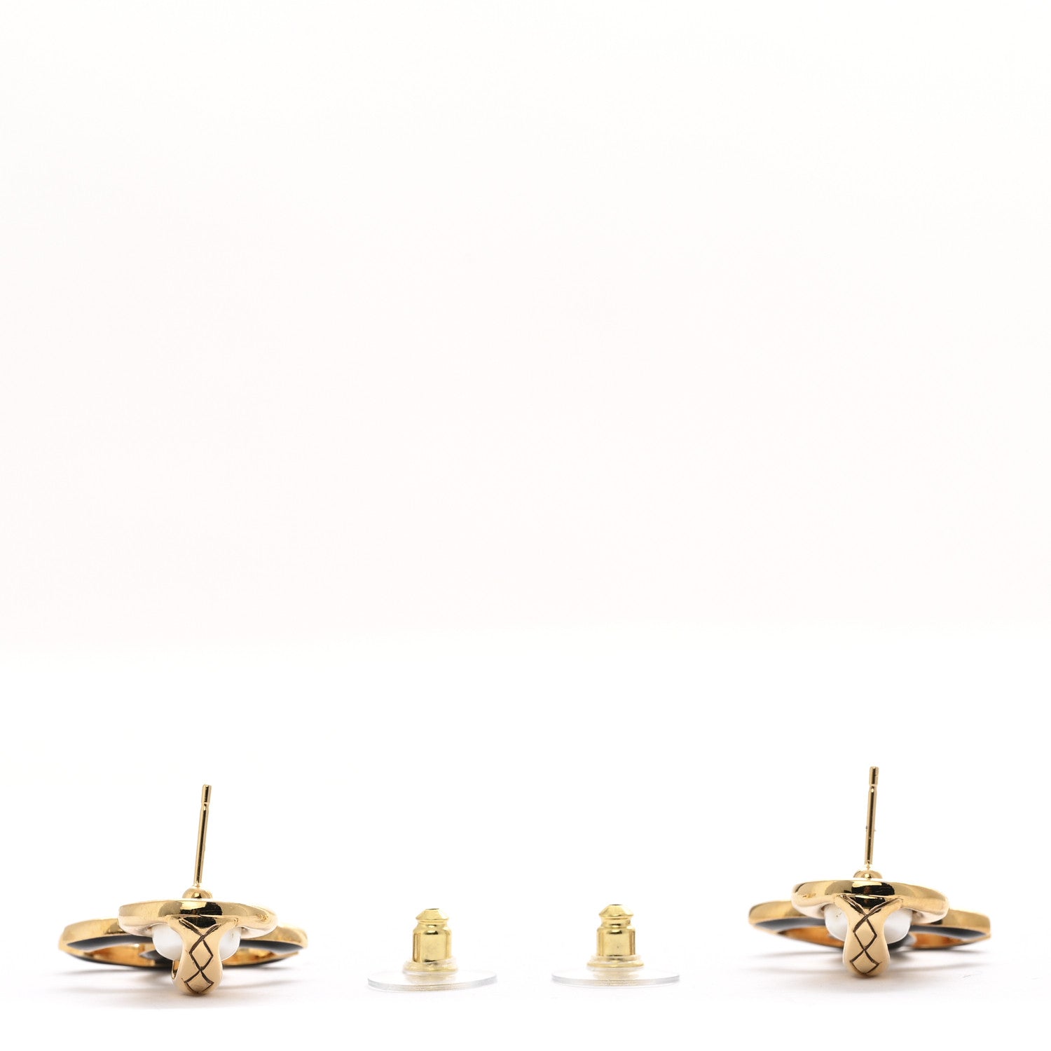 Chanel Pearl Resin CC Drop Earrings Gold Black