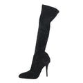 Saint Laurent Velvet Ella 110 Knee High Boots 40 Black