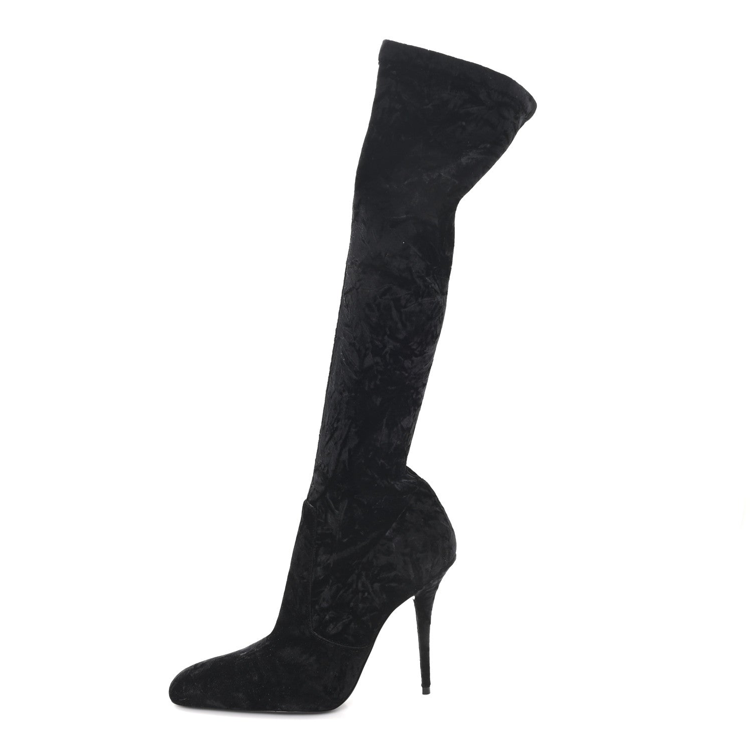 Saint Laurent Velvet Ella 110 Knee High Boots 40 Black
