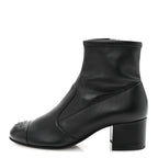 Chanel Stretch Lambskin Cap Toe CC Short Boots 35 Black