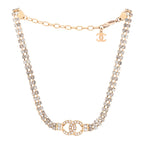 Chanel Crystal Pearl CC Choker Necklace Gold