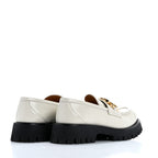 Gucci Cordovan Lux Womens Jeanne Platform Lug Sole 30/45mm Loafers 39.5 White
