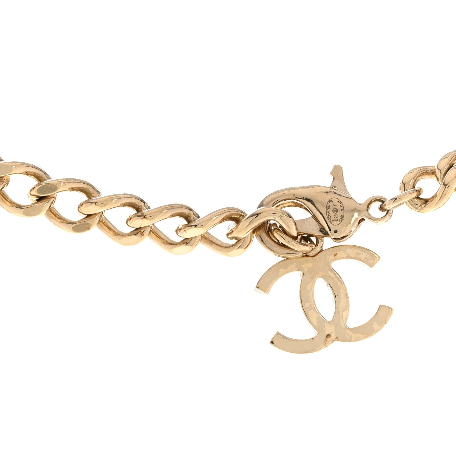 Chanel Crystal CC Link Choker Necklace Gold
