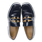 Bottega Veneta Glossy Calfskin Monsieur Loafers 40.5 Navy Blue
