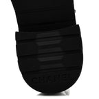 Chanel Shiny Lambskin Quilted Lace Up Combat Boots 38.5 Black