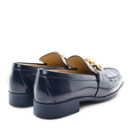 Bottega Veneta Glossy Calfskin Monsieur Loafers 40.5 Navy Blue