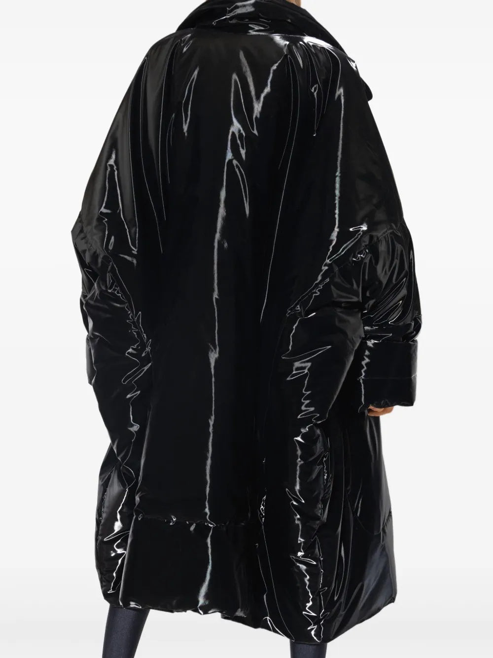 Saint Laurent Crinkled Glossy Padded Coat Black