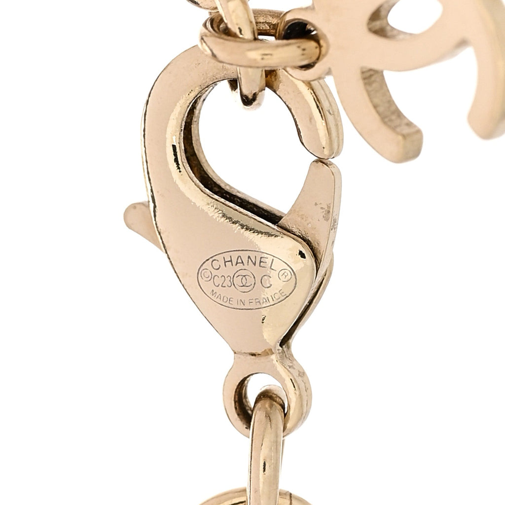 Chanel Glass Crystal CC Chain Bracelet Gold