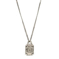 Chanel Crystal Baguette CC Mirror Pendant Necklace Silver