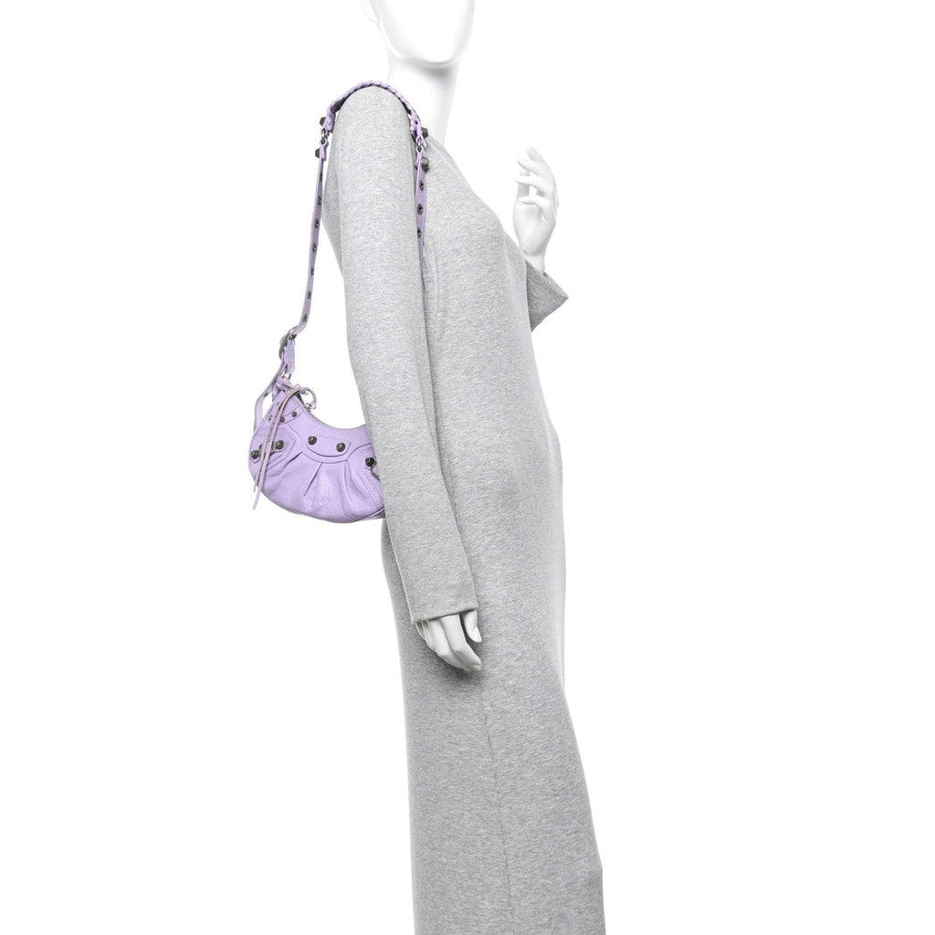 Balenciaga Agneau Arena Le Cagole Shoulder Bag XS Lilac