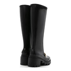 Gucci Rubber Horsebit Knee High Boots 38 Black