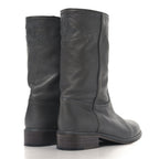 Chanel Calfskin Ascot CC Boots 37.5 Gray