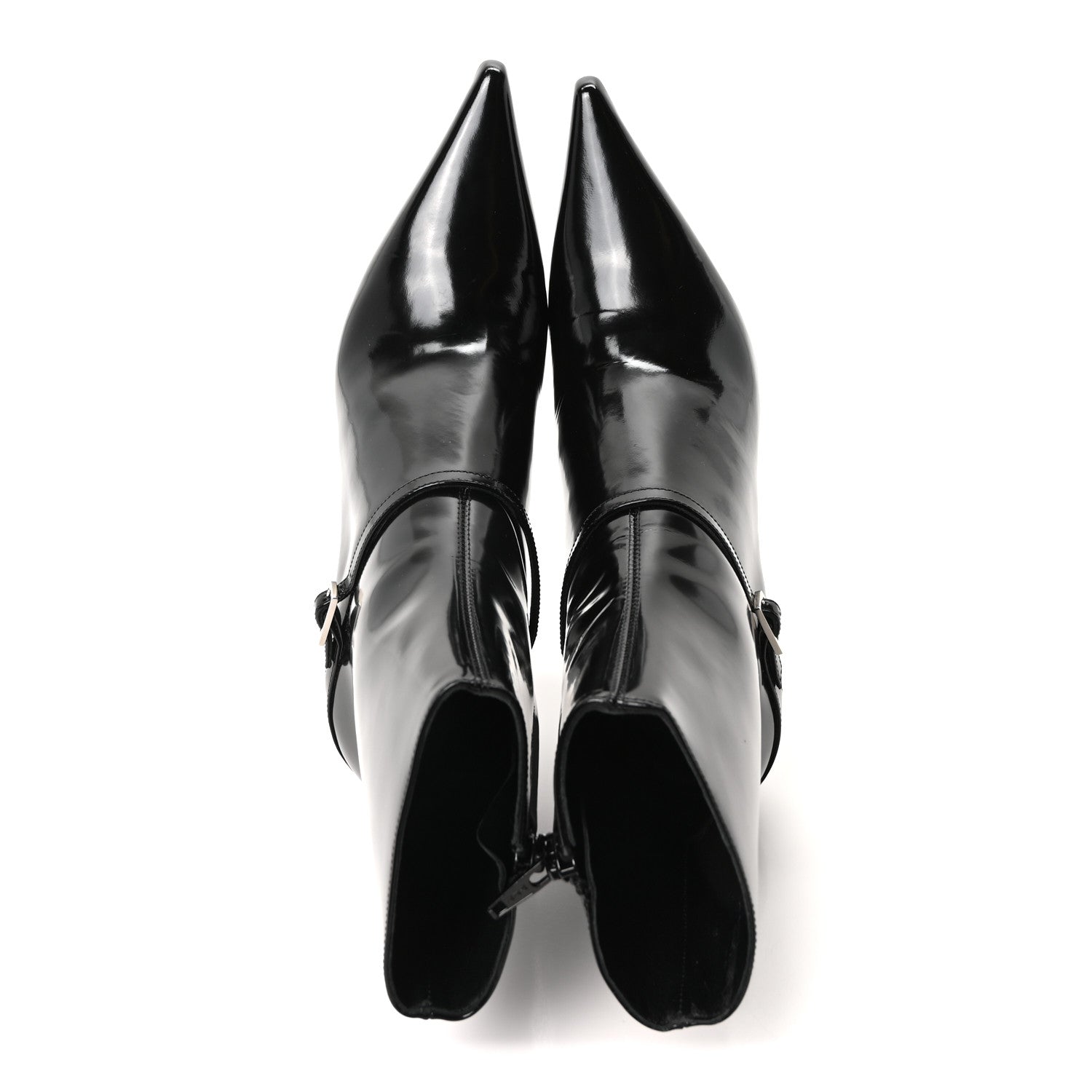 Saint Laurent Patent Vendome Buckle Ankle Booties 37 Black