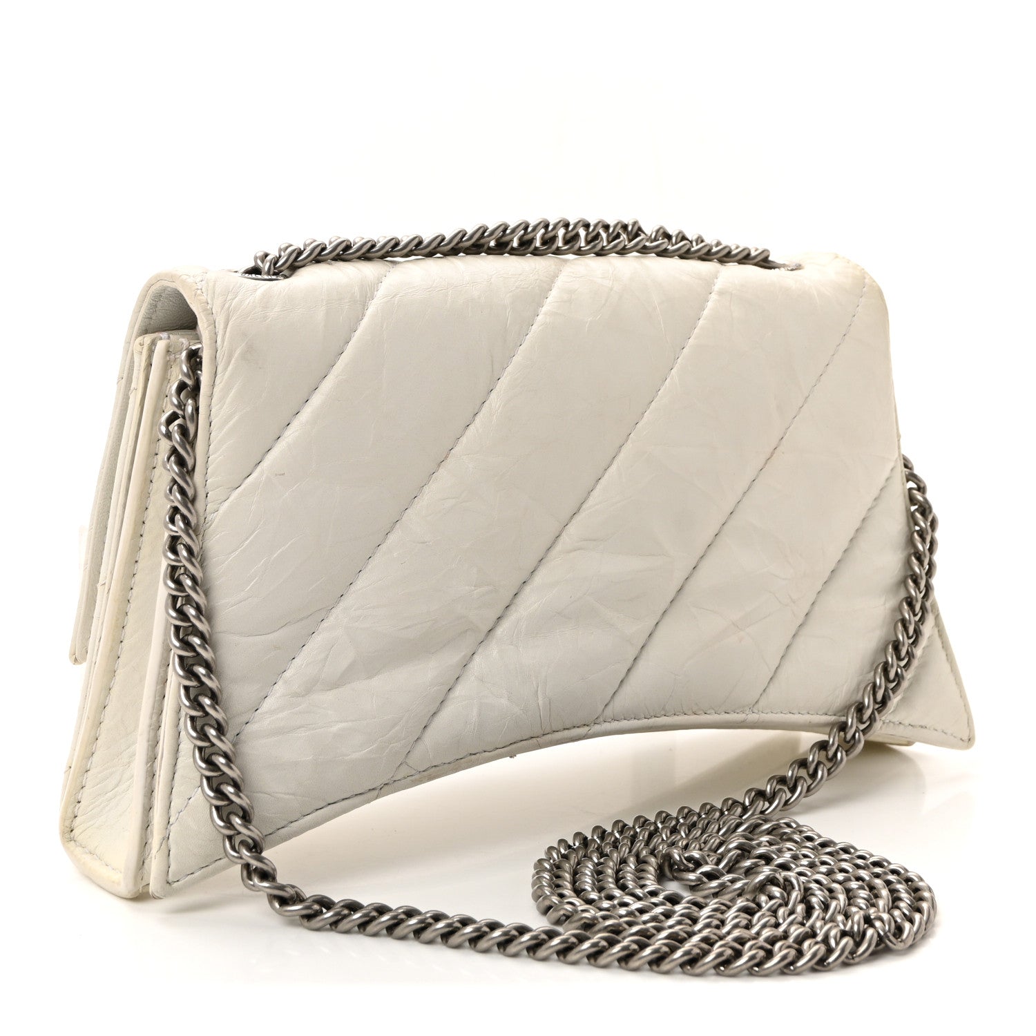 Balenciaga Crushed Calfskin Quilted XS Crush Chain Bag  Optic White