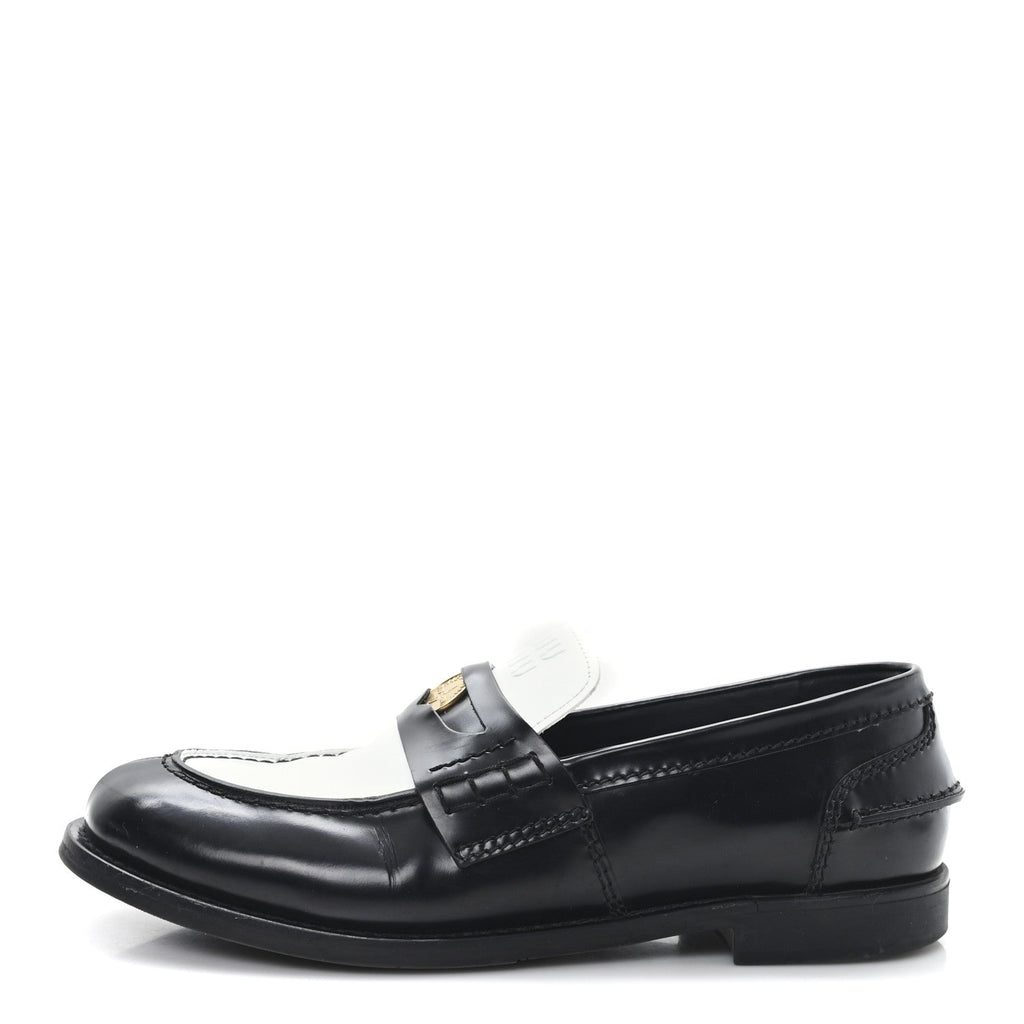 Miu Miu Spazzolato Penny Loafer 39 Black White