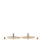 Chanel Crystal Pearl CC Door Knocker Hoop Earrings Gold Pearly White