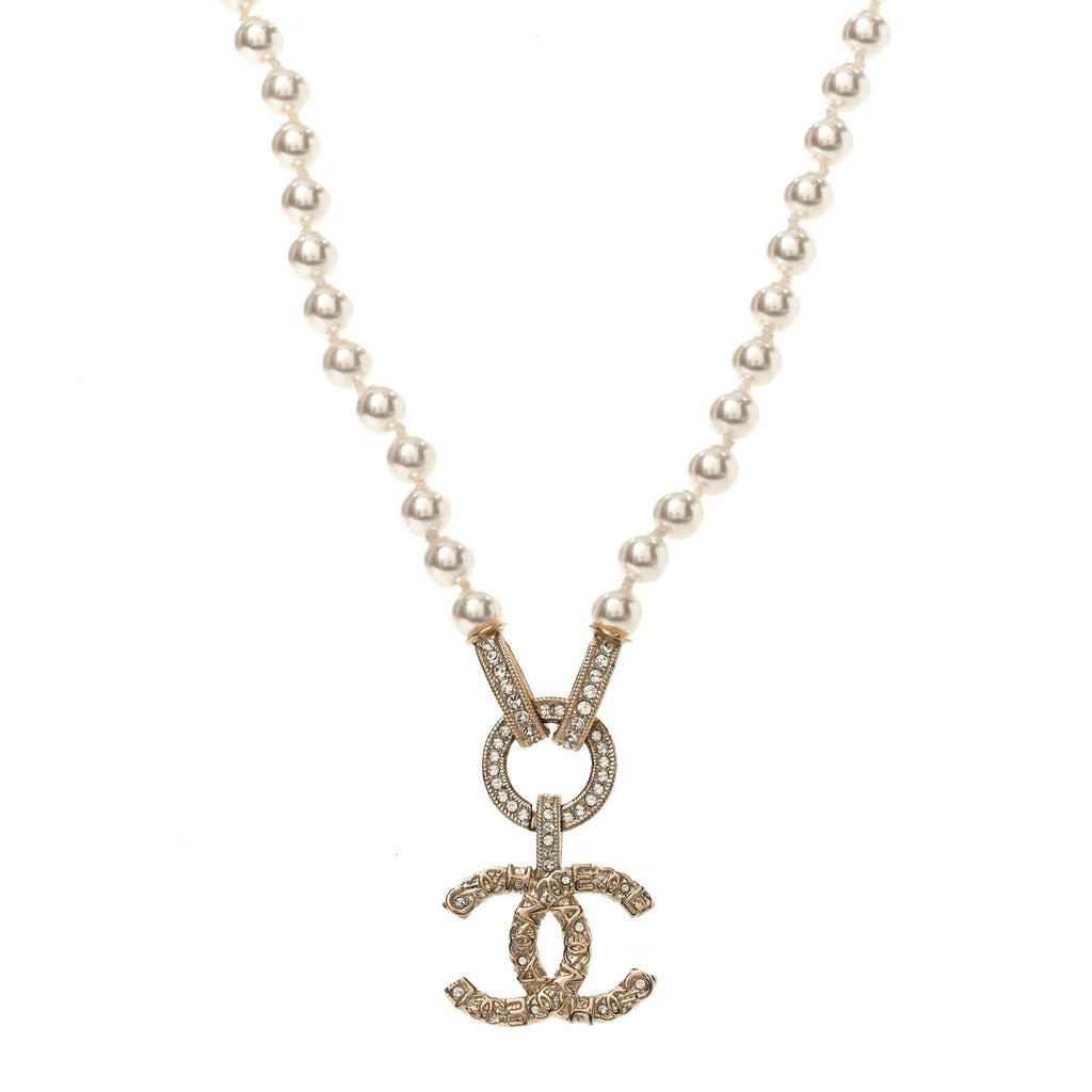 Chanel Pearl Crystal CC Short Necklace