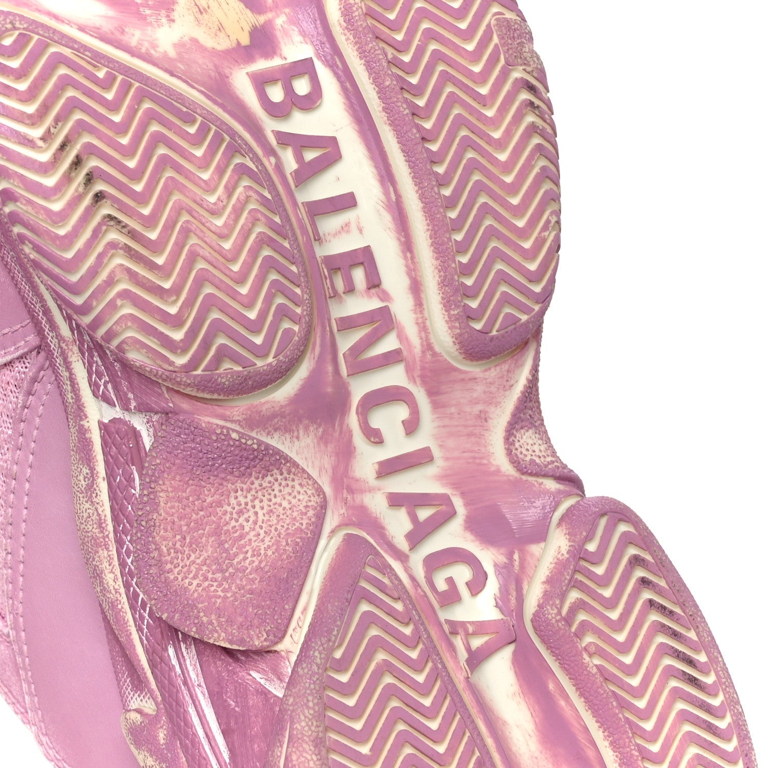 Balenciaga Fabric Mesh Distressed Womens Triple S Sneakers 36 Pink
