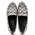 Gucci Monogram Malaga Kid Horsebit Womens Jordaan Loafers 36 Beige Blue