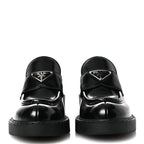 Prada Spazzolato Metal Triangle Logo 50mm Loafers 36 Black