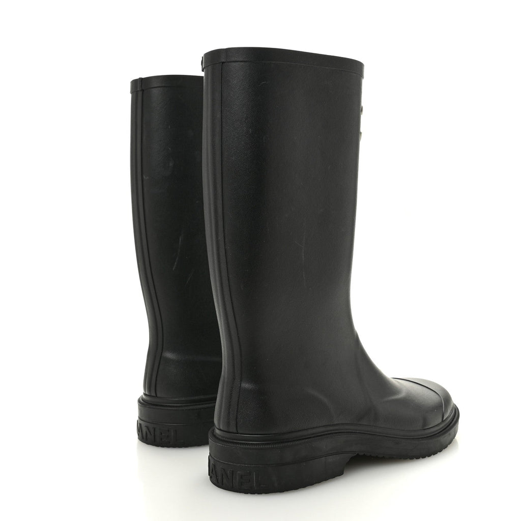 Chanel Caoutchouk CC High Boots 40 Black