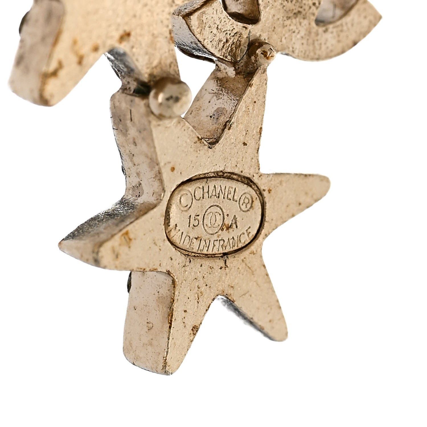 Chanel Crystal CC Star Earrings Gold
