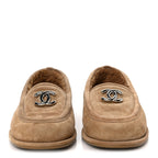Chanel Suede Calfskin CC Loafers 36 Dark Beige
