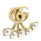 Gucci Metal Pearl Double G Drop Earrings Gold