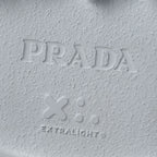 Prada Spazzolato Rois Nylon Shearling Metal Triangle Logo Monolith Pouch Pocket 55mm Boots 35.5 White