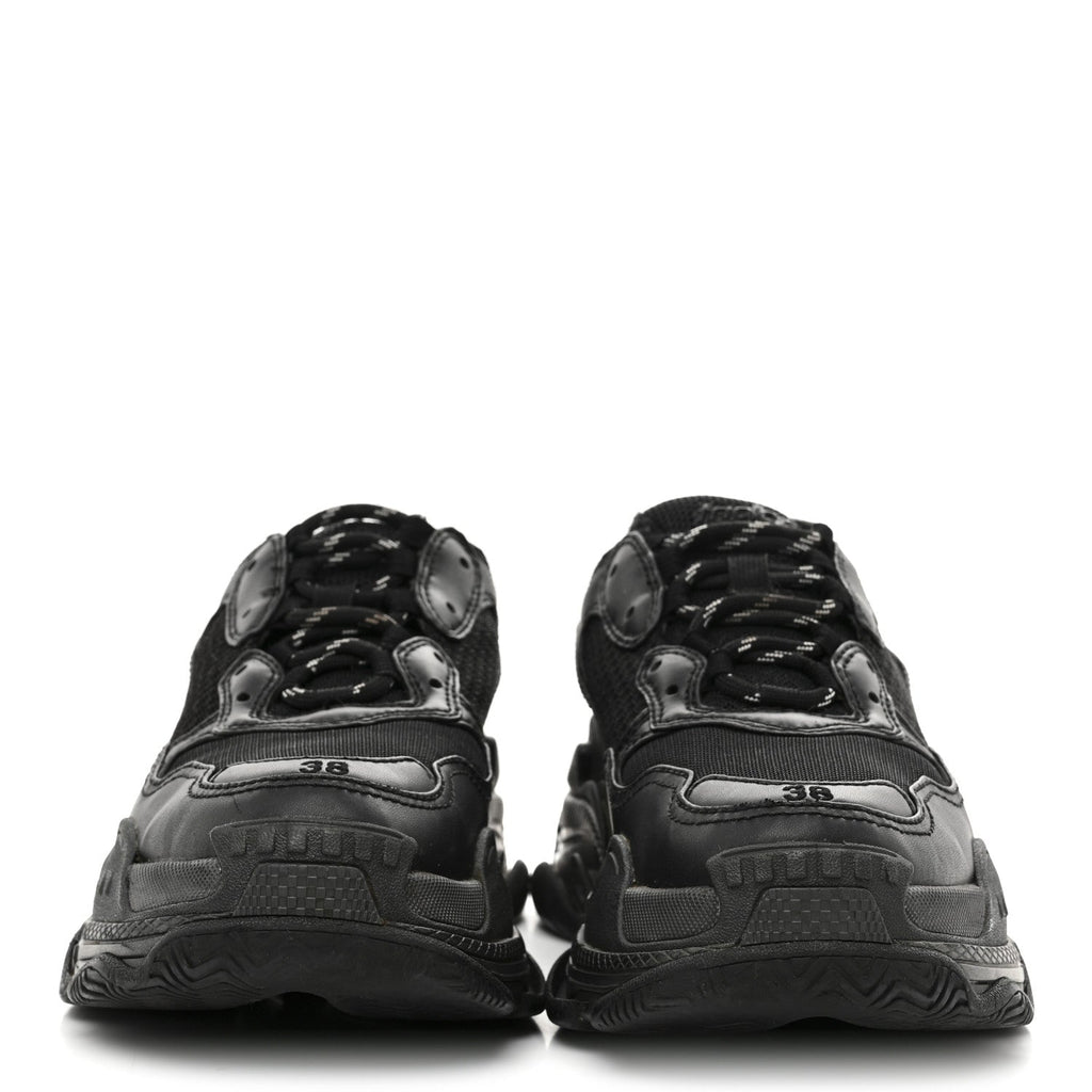 Balenciaga Fabric Mesh Womens Triple S Sneakers 38 Black