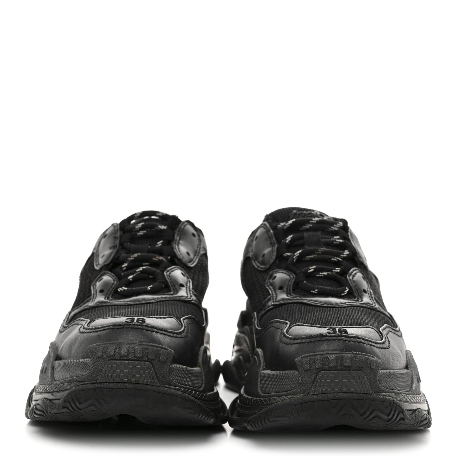 Balenciaga Fabric Mesh Womens Triple S Sneakers 38 Black