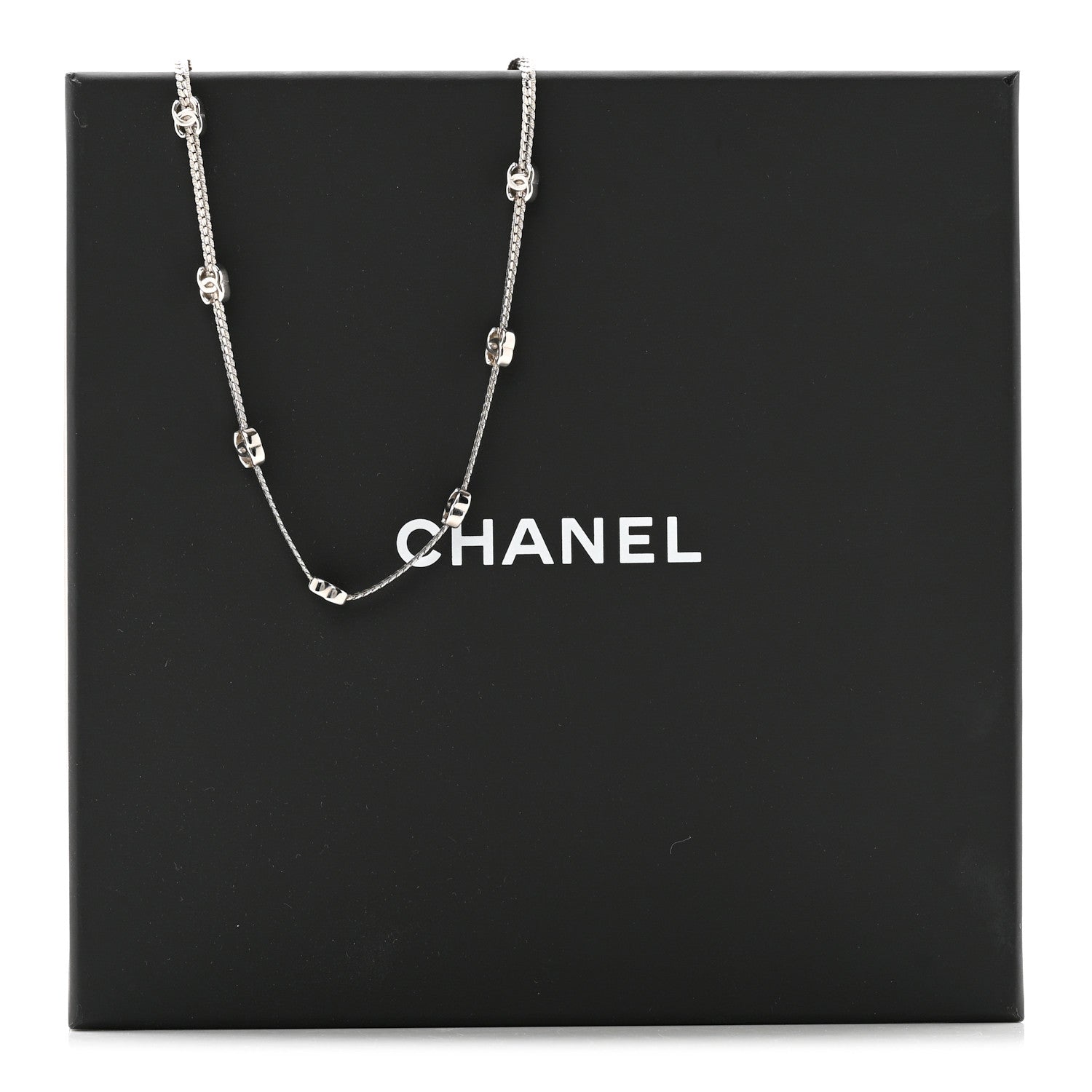 Chanel Metal CC Short Chain Necklace Silver