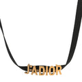 Christian Dior Grosgrain Ribbon Dior Logo Choker Necklace Black