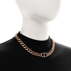 Christian Dior Metal Crystal 30 Montaigne Necklace Rose Gold