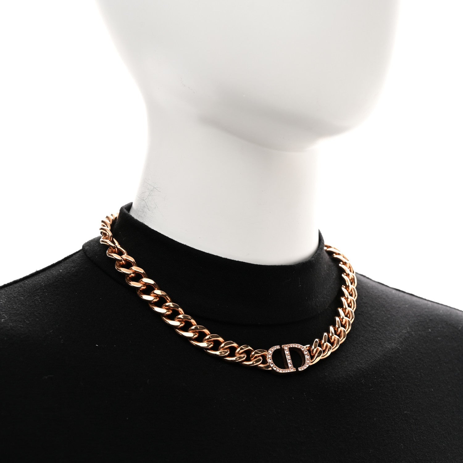 Christian Dior Metal Crystal 30 Montaigne Necklace Rose Gold
