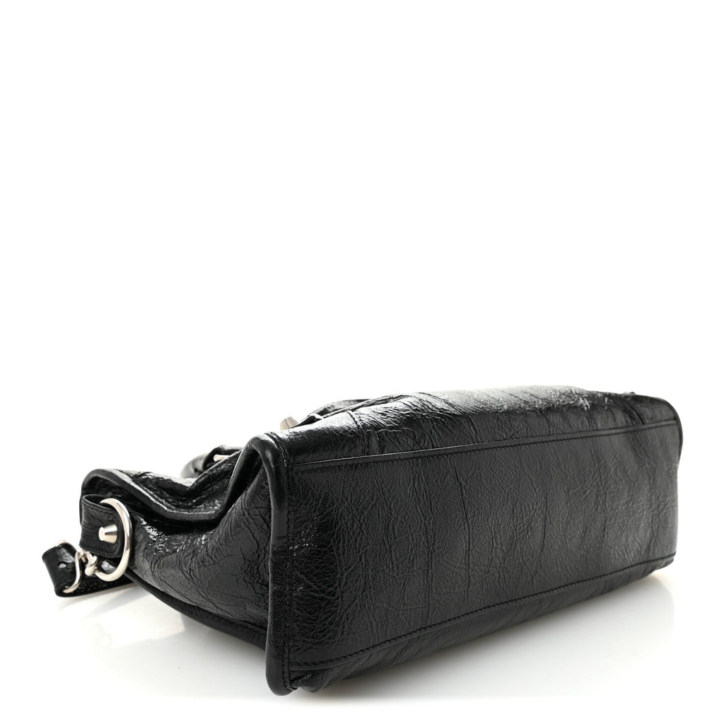 Balenciaga Agneau Arena Storico Silver Hardware Small Le City Black