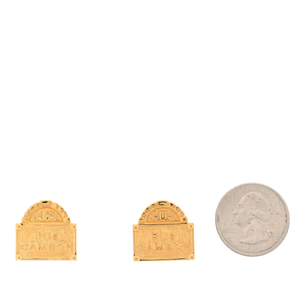 Chanel Metal Rue Cambon Earrings Gold