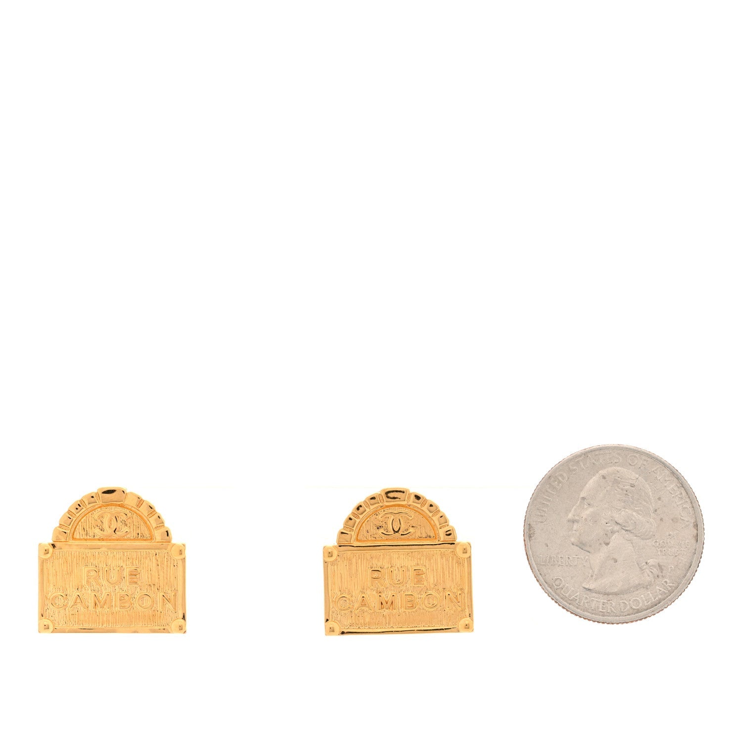 Chanel Metal Rue Cambon Earrings Gold